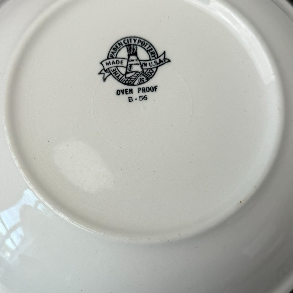 Paden City Pottery Bluebell Bowl /Dinner Plate USA Oven Proof 8” Wildflower MCM - Picture 10 of 16